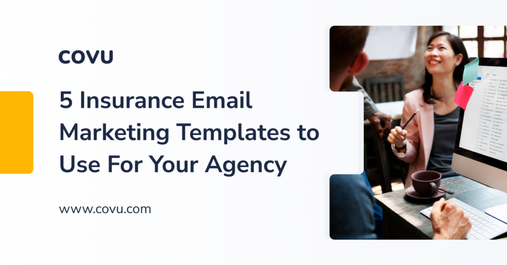 email marketing for insurance agents two professionals reviewing templates at desktop screen